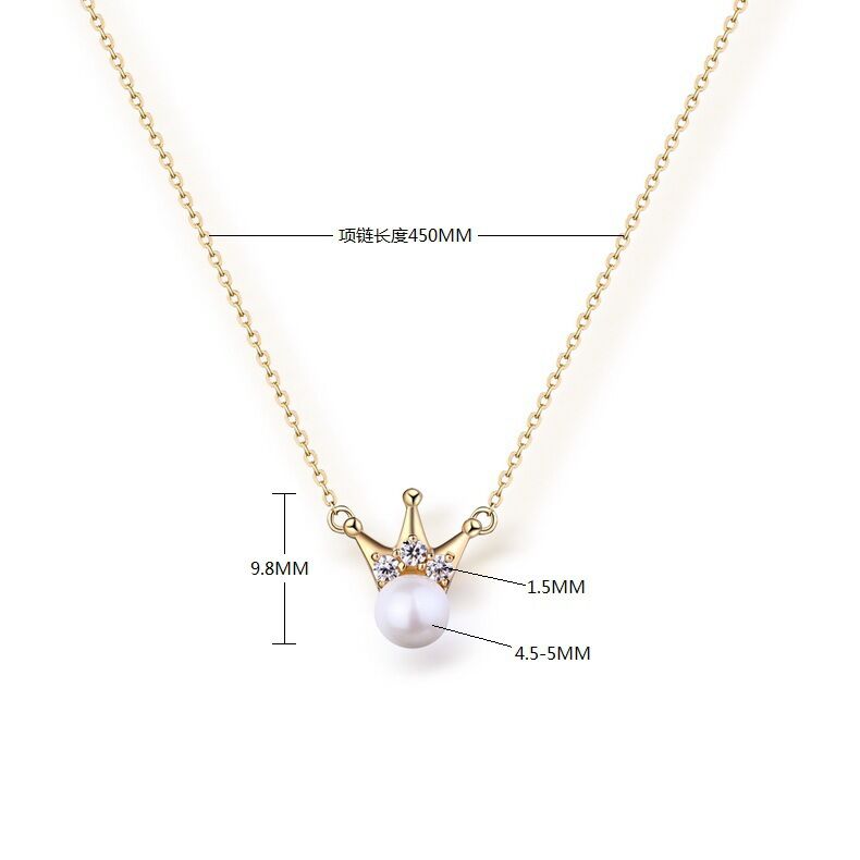 Ladies Pearl 3A zircon Necklace with 14k Yellow Gold